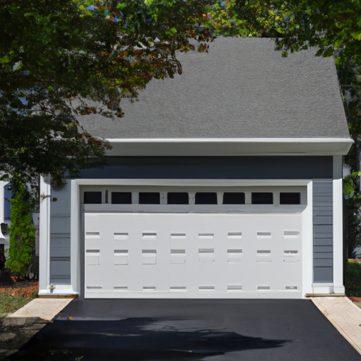 Suburban Chatham home with a newly installed garage door on a clean driveway, trees and house facade visible.